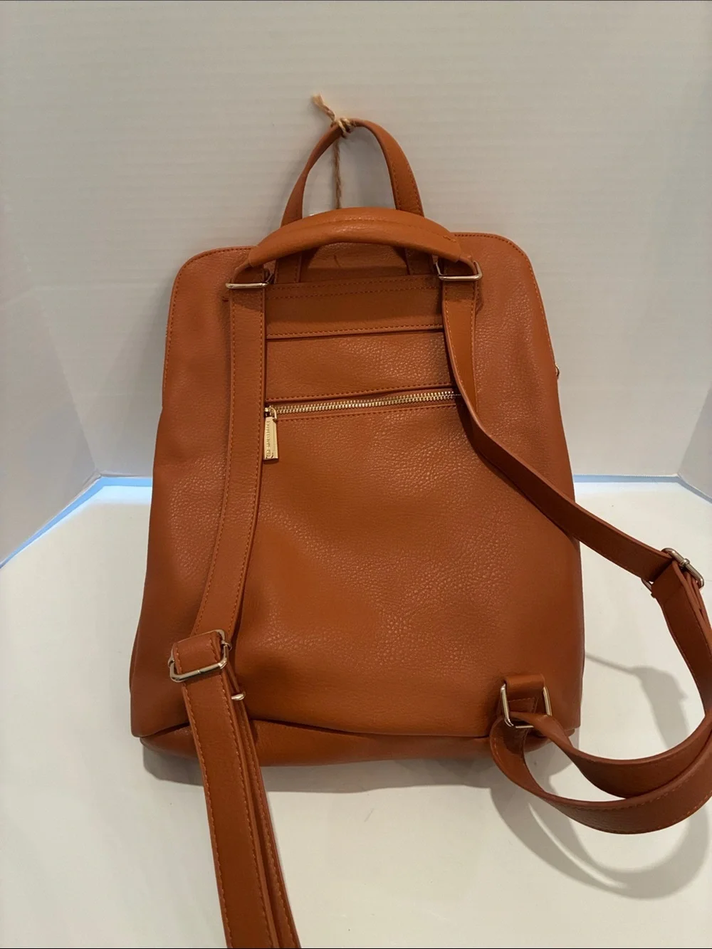 Expressions NYC Cognac Leather Backpack with Gold Hardware